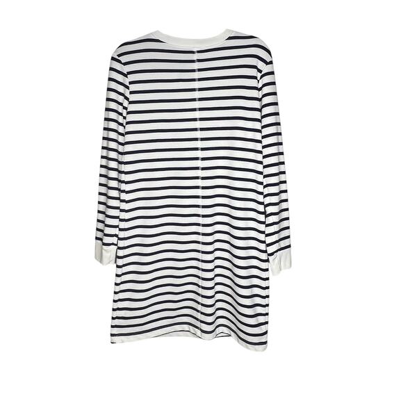 Old Navy Striped Lace-Up Sweatshirt Dress M Navy Cream Sailor Nautical Academia - Picture 3 of 7